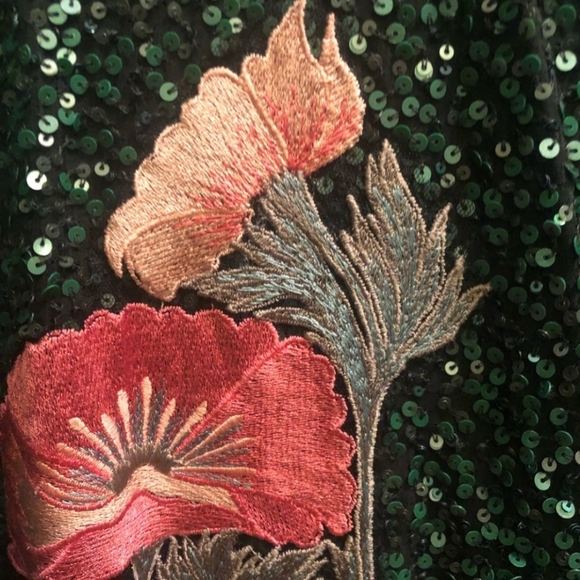 Sz 4 Varun Bahl Green Seqin Dress w/Appliqué NWT Anthropologie - Picture 4 of 16